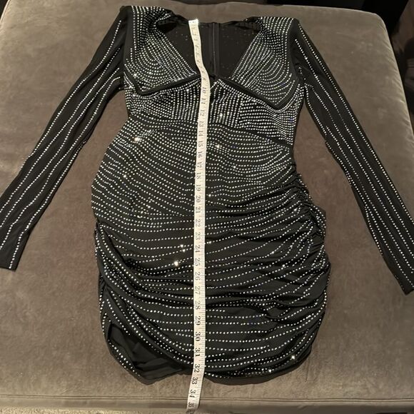 Women’s Short Sexy Black Beaded BodyCon Party Dress Deep V-Neck Size XXL NWOT - Picture 13 of 14